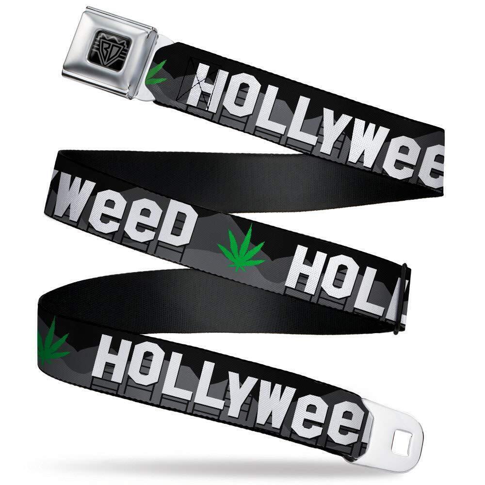 2068 Seatbelt Belt - HOLLYWEED Sign Skyline/Pot Leaf